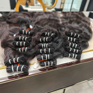 Extensiones de cabello humano ondulado liso a granel indio Virgen sin procesar - Product Image 1