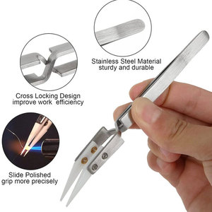 Lot de 6 pinces à souder inversées en céramique de précision de qualité industrielle, en acier inoxydable, à pointes incurvées - Personnalisable OEM - Product Image 5