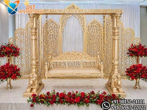 เวทีงานแต่งงานราชสถาน พร้อมชิงช้ารูปนกยูง ตกแต่งเวทีเมห์นดีสุดพิเศษ พร้อมชิงช้าสีสันสดใส - Product Image 5