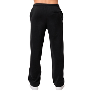 Customized <b>Men</b> Dual Logo <b>Trousers</b> Relaxed Straight Fit <b>Drawstring</b> Waist Open Hem Streetwear Pants OEM Apparel Factories Supplier - Product Image 2