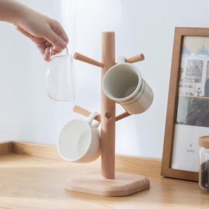 Bamboo and Wood <b>Tree</b>-Shaped Beverage <b>Mug</b> Holder Living Room Cup Storage Rack with No-Drilling Standing Design Freestanding - Product Image 4