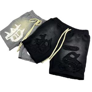 Pantalones Cortos de Algodón 100% con Dobladillo sin Rematar, Lavado Ácido Vintage, de Felpa Francesa, para Hombre, Estilo Urbano Liso - Product Image 2