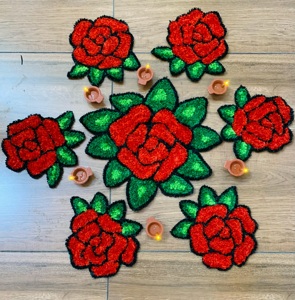 Juego de Alfombras Redondas de Hilo de Pluma Jaipurios, 7 Diseños Múltiples, Decoración Móvil para Piso, para Diwali, Ganpati, Bodas, Kirtan - Product Image 2