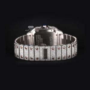 Reloj de Lujo para Hombre, Completamente Cubierto de Diamantes Moissanite, Caja Cuadrada, Esfera Romana, Tono Oro Rosa, Estilo Hip Hop, Acero Inoxidable - Product Image 5