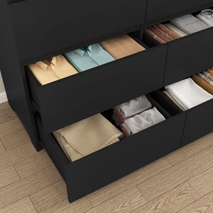 Comò Moderno in Legno Nero con 12 Cassetti, Ampio Spazio di Archiviazione per Camera da Letto - Product Image 4