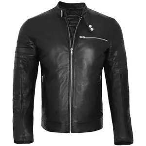 Veste en cuir de vache coupe-vent pour hommes couleur personnalisée 100% veste en cuir pour hommes vestes en cuir coupe ajustée personnalisées