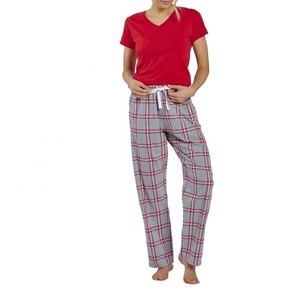 Red Tomb Plaid <b>Flannel</b> <b>Pajama</b> for Women High Quality Elastic Waist Pants Loose Warm Sleepwear Plus Size Soft Summer - Product Image 1