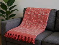 Couverture de canapé décorative moderne 100 % coton biologique, faite à la main, écologique, imprimée à la main, tissée, pour toutes les saisons