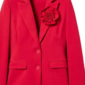 New Commuting Style Women <b>Red</b> Blazer <b>Suit</b> Jacket Loose 3D Rose Elegant Office Fashion Wholesale Custom Logo Long Sleeve Outfit - Product Image 6