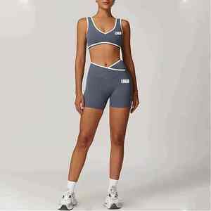 Ensemble de sport 2 pièces pour femme 2026 : Legging de yoga imprimé léopard personnalisé et soutien-gorge de sport à manches longues avec maintien élevé - Product Image 2