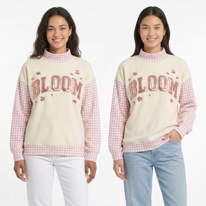 Sweat-shirt surdimensionné marron à col montant pour femme avec imprimé lettres 'Dreamer', pull tricoté à manches longues, style automne - Product Image 1