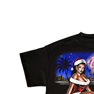 T-shirt noir à manches courtes pour homme Brand Studios avec imprimé Santa Pin-Up, style streetwear, coupe classique, 100 % coton jersey, col rond - Product Image 2