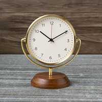 Horloge de table en métal doré de luxe avec base en bois pour la décoration de la maison et de l' bureau