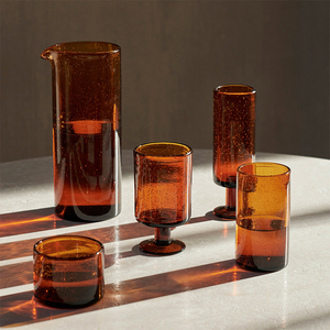 Verres à boire en verre ambré recyclé, faits à la main, écologiques, collection de verres à boisson - Product Image 5