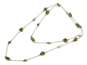 KGN SILVER JEWELLERY HOUSE Natural Peridot Gemstone <b>Long</b> Snake Chain Charm <b>Necklace</b> Solid Sterling Silver Handmade Bohemian - Product Image 4