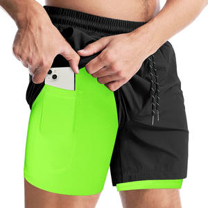 Mesh Breathable Fabric <b>Elastic</b> Mid Rise Joggers Shorts Casual Knitted Plain Dyed Solid Anti-Wrinkle Shorts For Men - Product Image 1