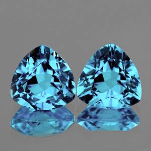 พลอยโทแพซสีฟ้าธรรมชาติทรงทริลเลียนคัท คู่เหมือนกัน ขายส่งสำหรับทำเครื่องประดับ - Product Image 3