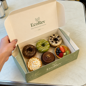 Cajas de Papel para Alimentos Plegables, Desechables, Ecológicas y Biodegradables Personalizadas para Donuts, Pasteles, Galletas, Tartas y Bocadillos - Product Image 1