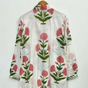 Kimono Kurta de Algodón con Estampado Floral: Vestido de Estilo Boho para Mujer - Product Image 5