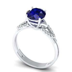 Anillo REYES de Plata de Ley 925 con Moissanita Certificada GRA, Corte Brillante Redondo, Gema de Zafiro Azul, Nueva Llegada - Product Image 1