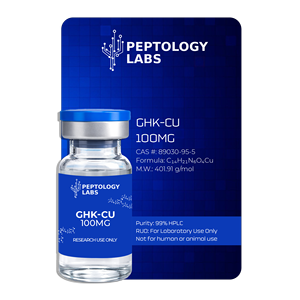 Peptology Labs GHK CU 100 มก. ความบริสุทธิ์สูง 99% ความบริสุทธิ์แบบ HPLC ผงไลโอฟิไลซ์สีน้ำเงิน สำหรับใช้ในห้องปฏิบัติการ สารเคมี ไม่ใช่สำหรับมนุษย์/สัตว์ - Product Image 1