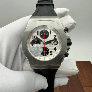 Montre à quartz avec bracelet en caoutchouc, verre saphir, bracelet en acier inoxydable, résistance à l'eau 10 bars - Product Image 1