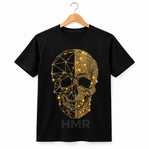 เสื้อยืดพิมพ์ลายหัวกะโหลกสีทอง ดีไซน์เนอร์แบรนด์ดัง ขายดีที่สุด ของ HMR Brotherhood Sisterhood ผลิตจากผ้าฝ้ายพรีเมียม สำหรับทั้งชายและหญิง จำหน่ายจำนวนมาก - Product Image 5