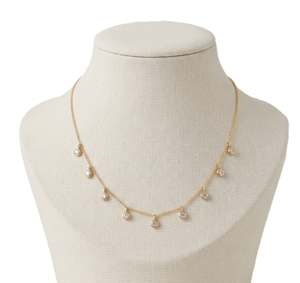 Collier de mariage en diamant rond naturel cultivé en laboratoire, collier ras du cou en or massif 14K 18K, collier minimaliste délicat avec pendentif diamant - Product Image 5