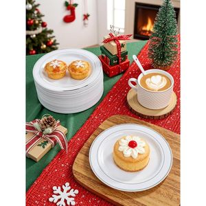 Juego de Platos Desechables de Plástico Resistente de Primera Calidad, 100 Piezas, 6.25 Pulgadas, Platos Blancos para Aperitivos, Pasteles Pequeños, Ensaladas y Postres - Product Image 3