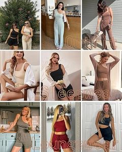 Ensemble décontracté 4 pièces côtelé pour femme : débardeur court taille haute et short au-dessus du genou - Product Image 5