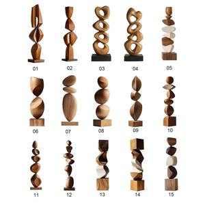 Sculpture abstraite en bois empilé, objet d'art minimaliste, parfait pour la décoration moderne de la maison, sur table et pour l'aménagement intérieur - Product Image 4