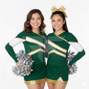 Tenues de cheerleading en promotion : Robe personnalisable avec strass, manches longues, uniforme de cheerleading, crop top pour enfants - Product Image 3