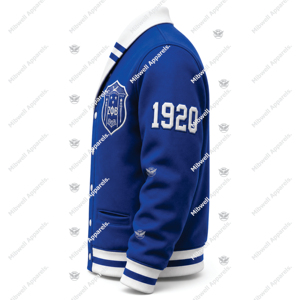 เสื้อแจ็คเก็ตวาร์ซิตี้สีน้ำเงินขาวสำหรับผู้หญิง Zeta Phi Beta ปักโลโก้ด้านหน้าปี 1920 แขนยาว สไตล์พรีปปี้ เสื้อคลุมคาร์ดิแกนสำหรับฤดูหนาว - Product Image 3