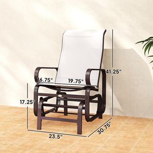 Set di 2 Poltrone a Dondolo Singole Beige con Struttura Leggera in Metallo e Rete per Arredamento da Giardino - Product Image 3