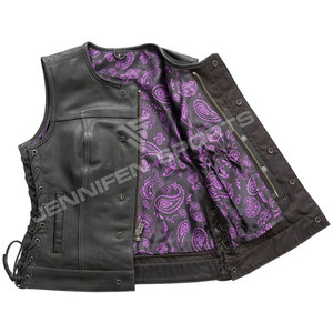 Chaleco de Motocicleta de Cuero Genuino para Hombre, Diseño con Solapa y Cremallera Diagonal, Chaleco sin Mangas de Piel de Vaca, Servicio OEM, Transpirable - Product Image 2
