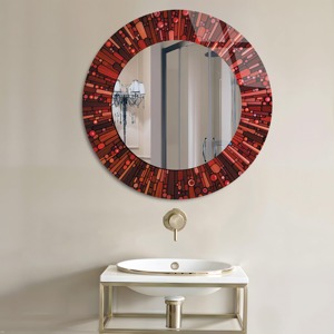 <b>White</b> Handmade Contemporary Engineered Wood Decorative Wall <b>Mirror</b> Geometric Cutout <b>Frame</b> Living Room Bedroom Bathroom REHMAN - Product Image 1