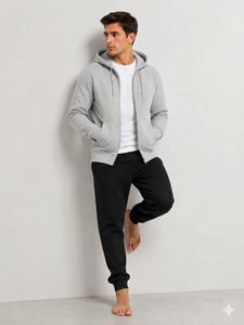 Men's relaxed zip hoodie made with smooth breathable fabric offering flexible comfort and clean street inspired daily wear - Product Image 1