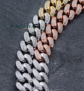 Collar de Cadena Figaro Chapado en Oro de 18K para Hombre, con Diamante Cultivado en Laboratorio, Engaste de Puntas Redondas, Joyería Hiphop - Product Image 1