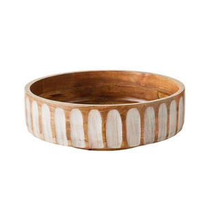 Elegante tazón redondo de madera de mango hecho a mano para ensaladas, frutas, pasta, aperitivos, estilo rústico, para la cocina, decoración de la mesa de comedor. - Product Image 3