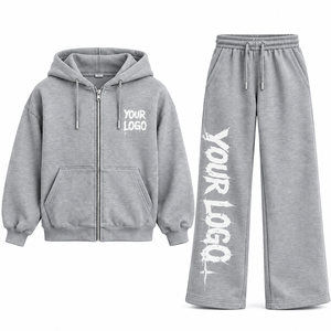 Wholesale Oversized Men's Women's Heavyweight Cotton Plus Size Men's Hoodies & <b>Sweatshirts</b> Custom <b>Vintage</b> Wash Zip Up Hoodie Set - Product Image 5