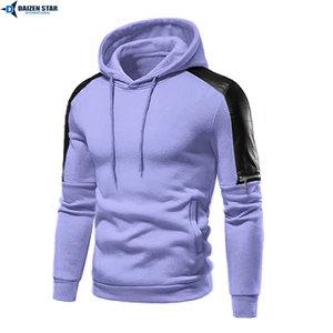 Conjunto Deportivo Morado con Capucha para Hombre, Sudadera de Manga Larga Informal, Pantalones de Color Sólido, Transpirable, de Poliéster, para Otoño - Product Image 3