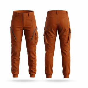 Pantalones de Motociclista de Cuero Sintético de Primera Calidad, Corte Ajustado, Bolsillos con Cremallera, Estilo Urbano, Tobillo Elástico - Product Image 4