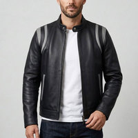 Veste en cuir tendance pour homme, style décontracté, cuir véritable, fermeture éclair intégrale, poches zippées, poignets ajustables, intérieur doux