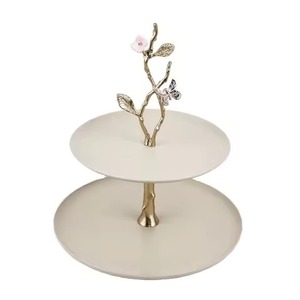 Luxury Gold Metal Floral <b>Cake</b> <b>Stand</b> Glass Cloche <b>Dome</b> White Flower Vine Accents Pedestal Base <b>Cake</b> <b>Stand</b> For Home Bakery - Product Image 2