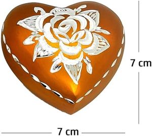 Vintage Aluminum Heart <b>Memorial</b> <b>Keepsake</b> Urn Funeral Ash Container Crafted With Decorative Refined Matte Exterior - Product Image 2