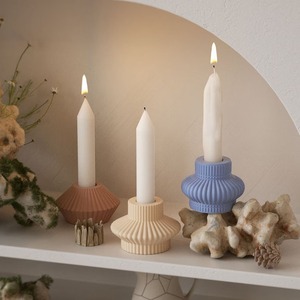 Modern Design Rosin & Handmade Round Shape Florals Pattern Candlestick Holder for Home Office and Hotel Use - Product Image 2