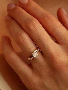 1CT Lab Grown Moissanite Round Brilliant Cut Sterling <b>Silver</b> <b>Solitaire</b> Half Eternity Band GRA Certified Modern Engagement <b>Ring</b> - Product Image 5