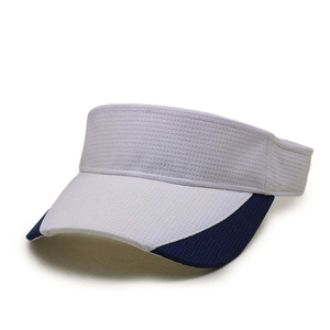 Visière unisexe de qualité supérieure en polyester blanc et bleu marine avec bord incurvé, ajustement réglable pour une utilisation estivale en extérieur, pour adultes - Product Image 1