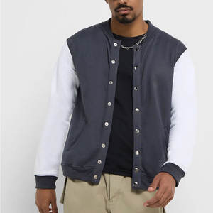 Chaqueta Varsity para Hombre Estilo Urbano con Parches Bordados, Corte Ajustado, Poliéster/Algodón, Color Personalizado - Product Image 1