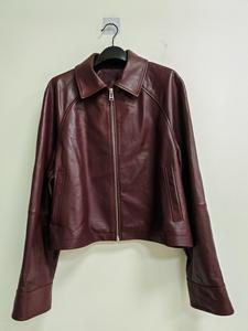 Women's Original Sheep Skin Leather Jacket (<b>3</b> Colors) Biker Jacket with Zip Pockets Stripe Detail Regular Coat for Winter - Product Image 1